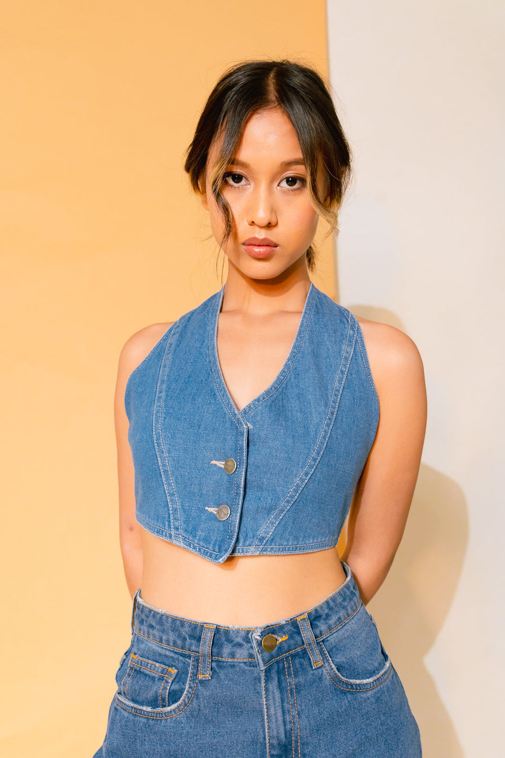 Studded Denim Waistcoat