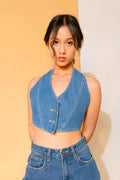 Studded Denim Waistcoat