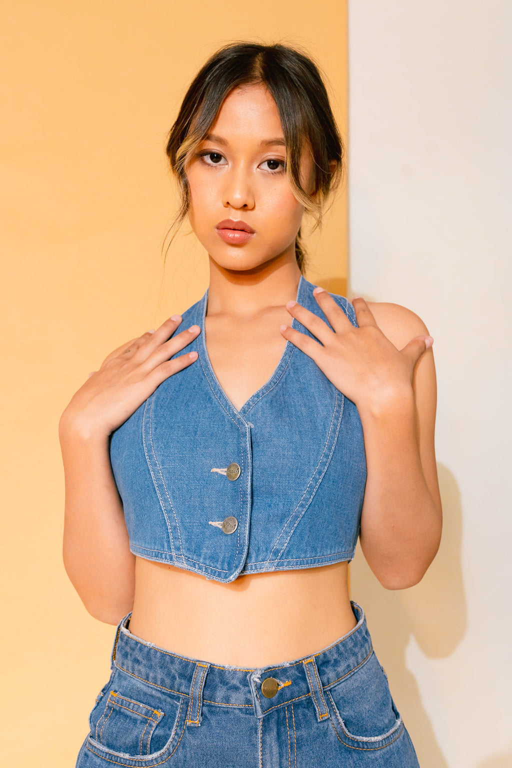 Studded Denim Waistcoat