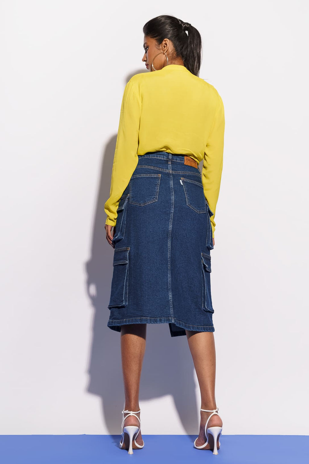 Blue Women's Cargo Bodycon Skirt