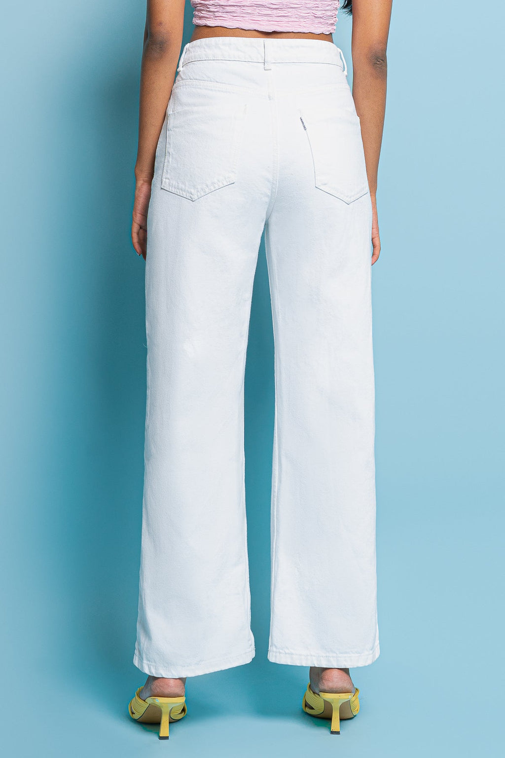 White Distress Women's Wide Jeans