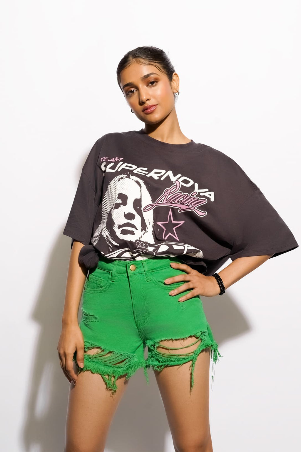 Fresh Green Distressed Shorts