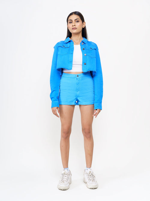 Blue Texture Shorts
