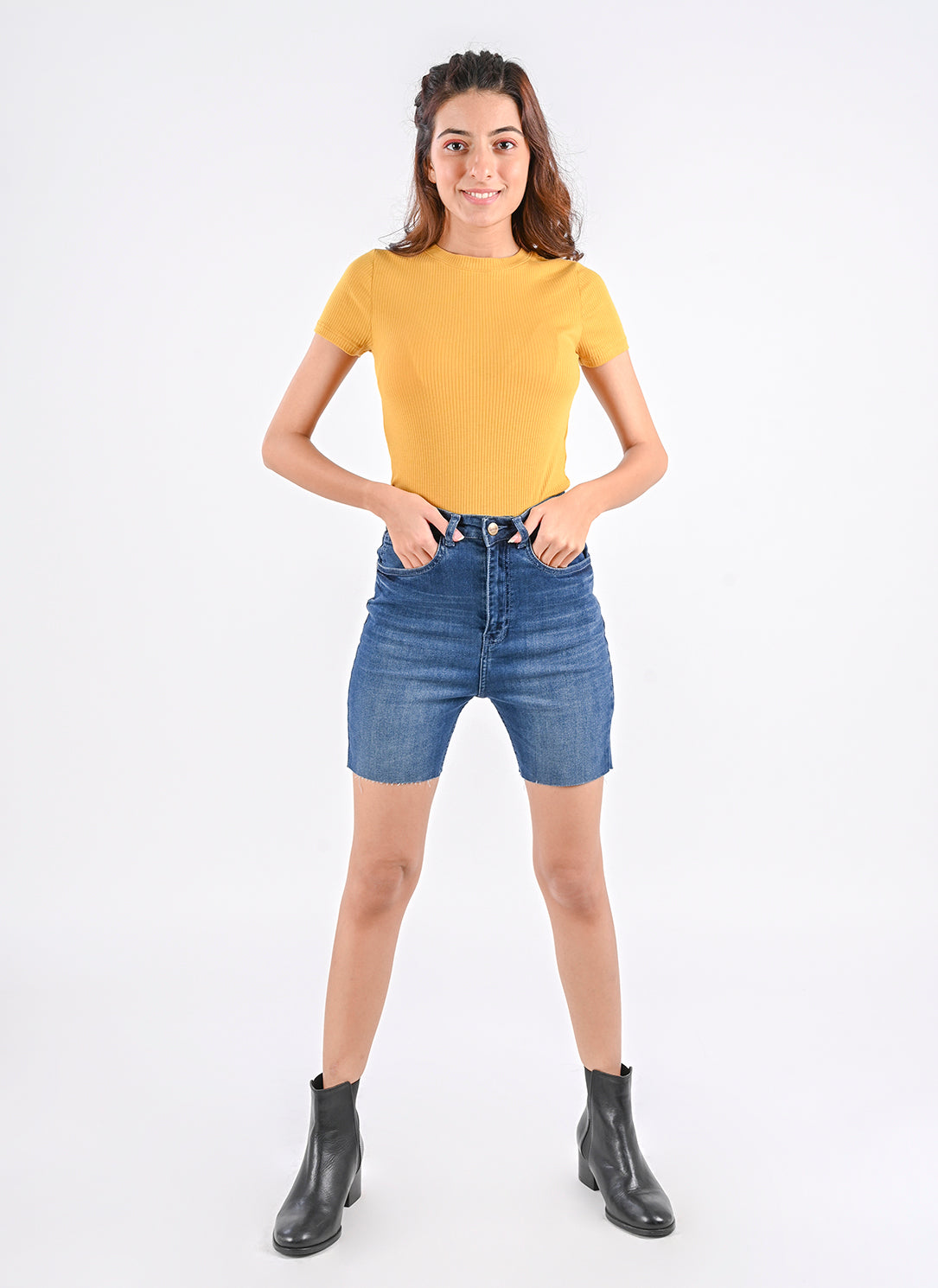 Dark Blue Washed Bermuda Shorts