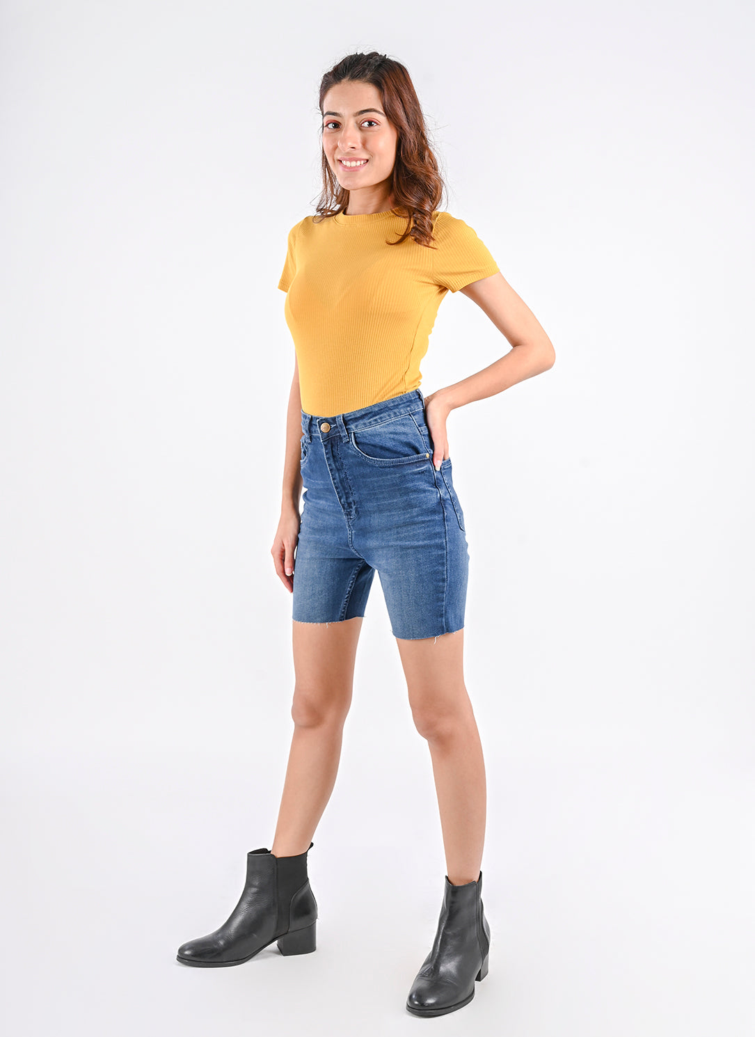 Dark Blue Washed Bermuda Shorts