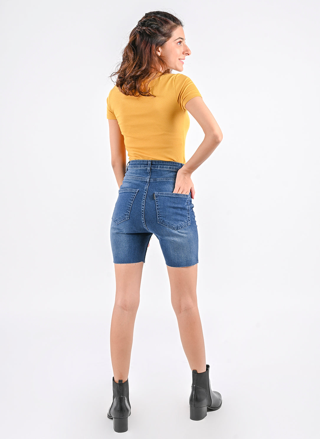 Dark Blue Washed Bermuda Shorts