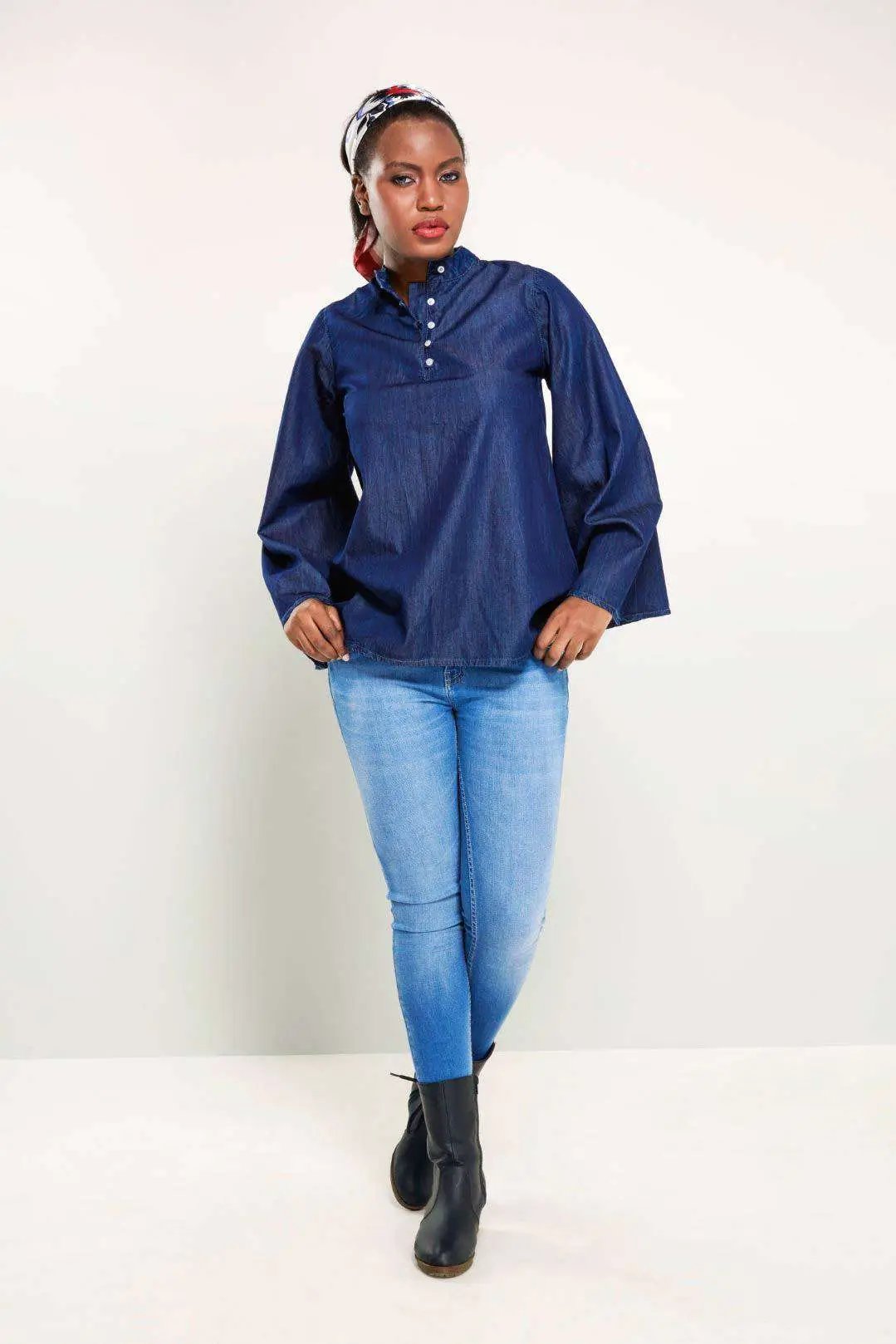 Dark Blue Regular Denim Top