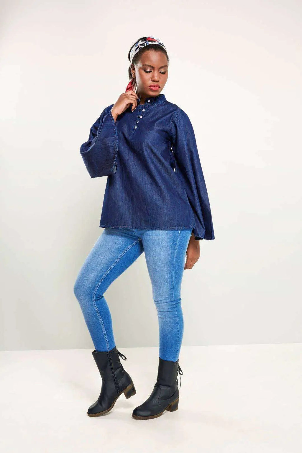 Dark Blue Regular Denim Top